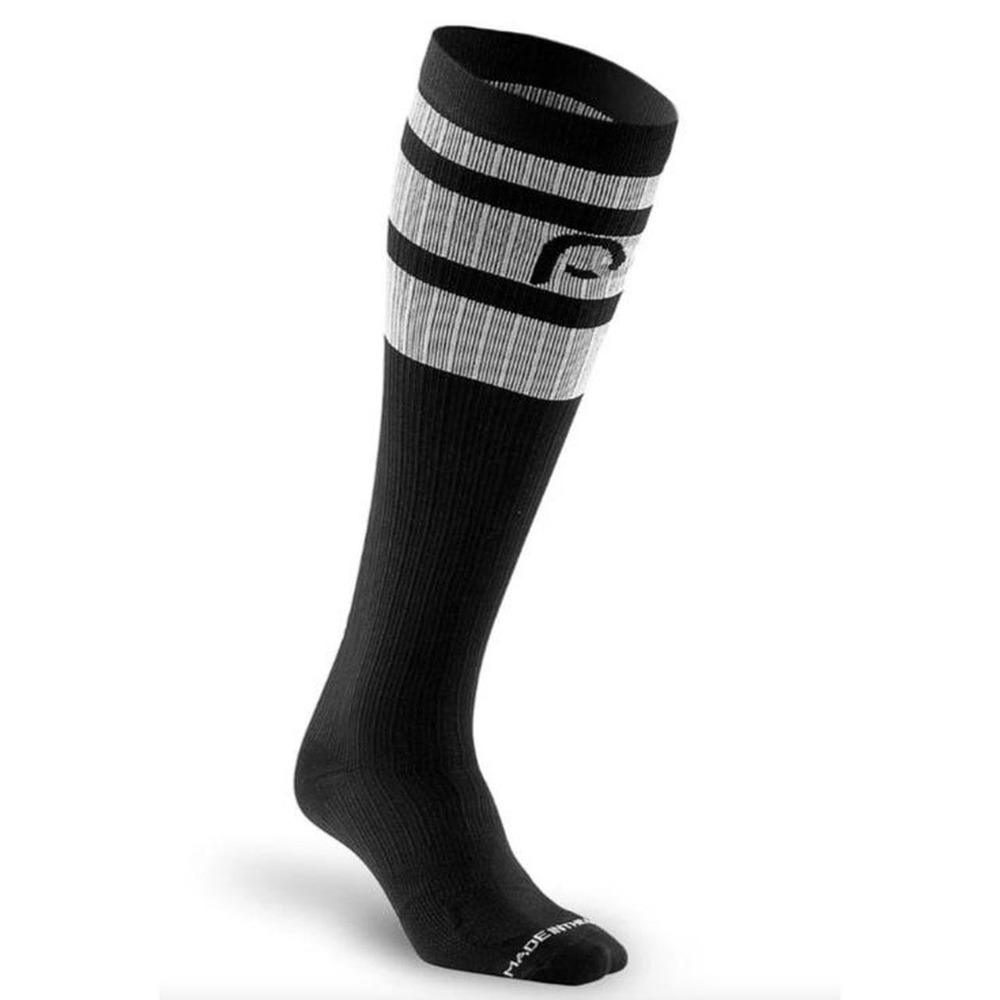 Pro Compression Wide Calf Marathon Black Stripe Knee High Compress Socks sz L/XL